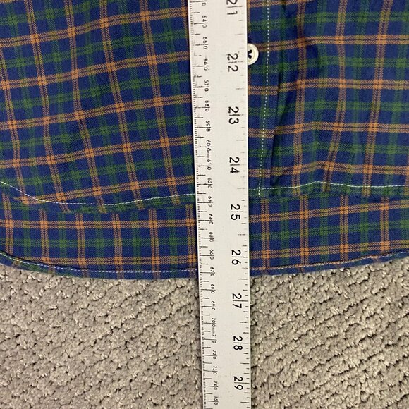 Peter Manning Lightweight Flannel Button Down Shirt Mens Size 2 Plaid Blue Green - Picture 11 of 14